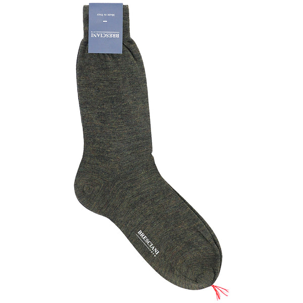 Bresciani Wool Short Socks - Olive Green