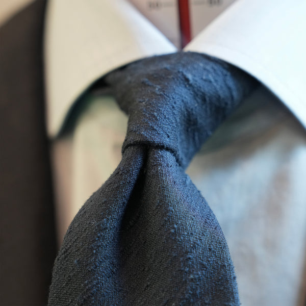 Navy Shantung Silk Tie