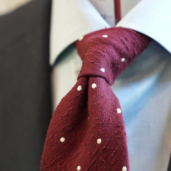 Burgundy Dot Shantung Silk Tie