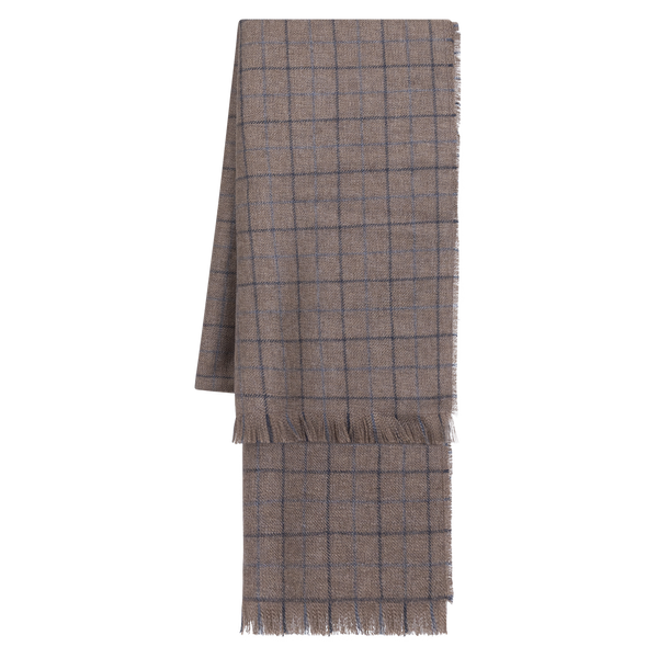 Chestnut Brown Plaid 90% Baby Cashmere and 10% Vicuña Scarf