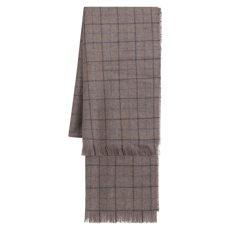 Chestnut Brown Plaid 90% Baby Cashmere and 10% Vicuña Scarf