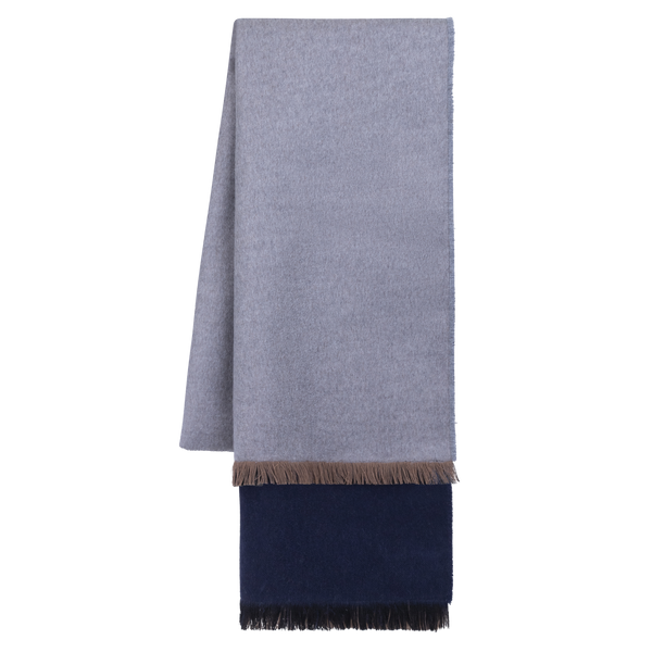 Blue & Light Grey Double-Faced Cashmere Scarf