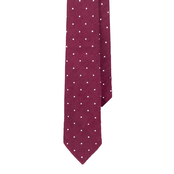Burgundy Dot Shantung Silk Tie
