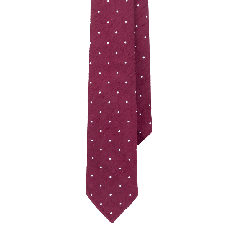Burgundy Dot Shantung Silk Tie