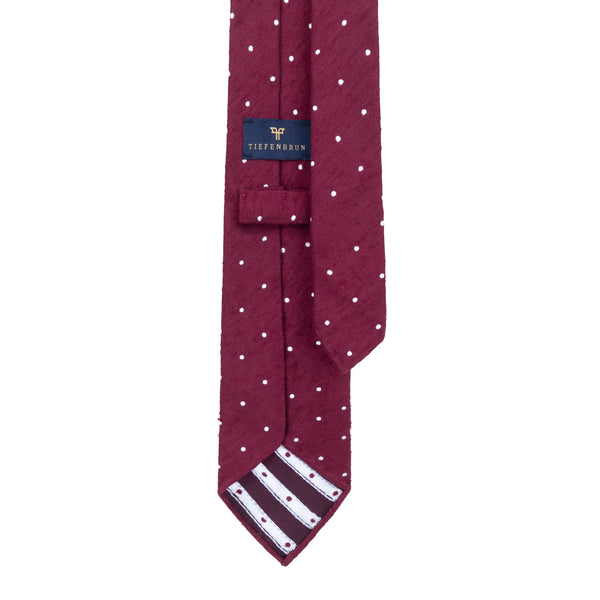 Burgundy Dot Shantung Silk Tie
