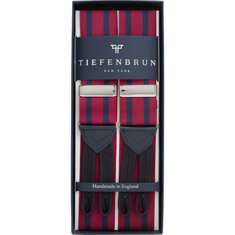 Burgundy and Navy Stripe Braces