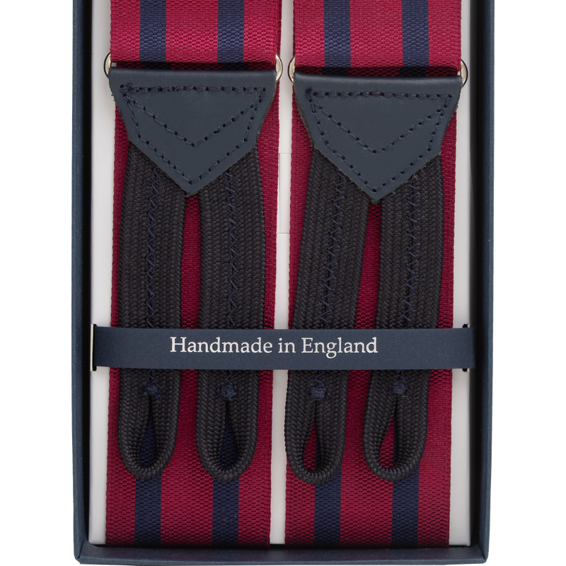 Burgundy and Navy Stripe Braces
