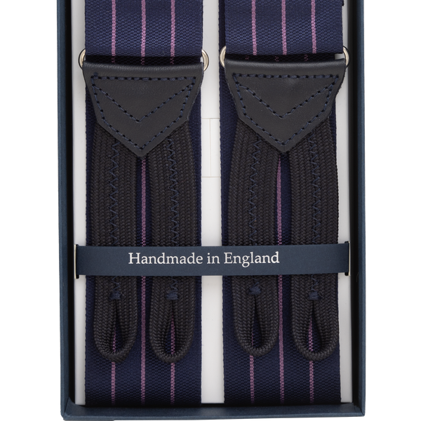 Navy and Pink Striped Braces