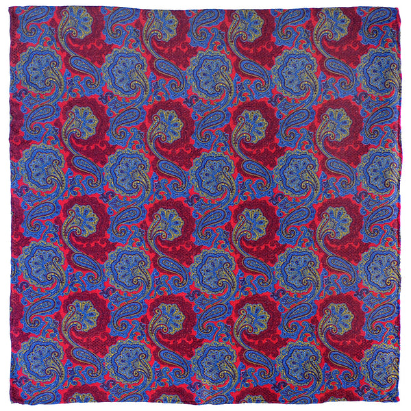 Tiefenbrun Red and Blue Paisley Silk Square