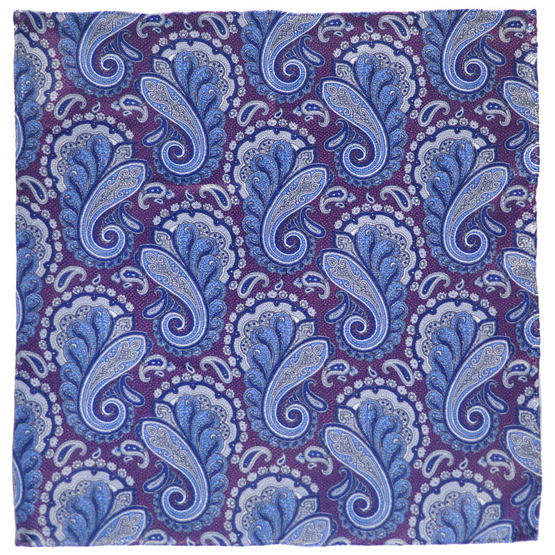 Tiefenbrun Blue and Purple Floret Silk Square