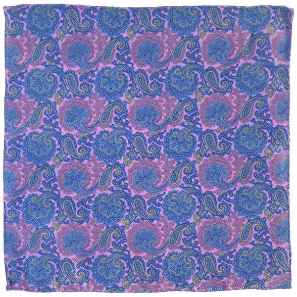 Tiefenbrun Pink and Blue Paisley Silk Square