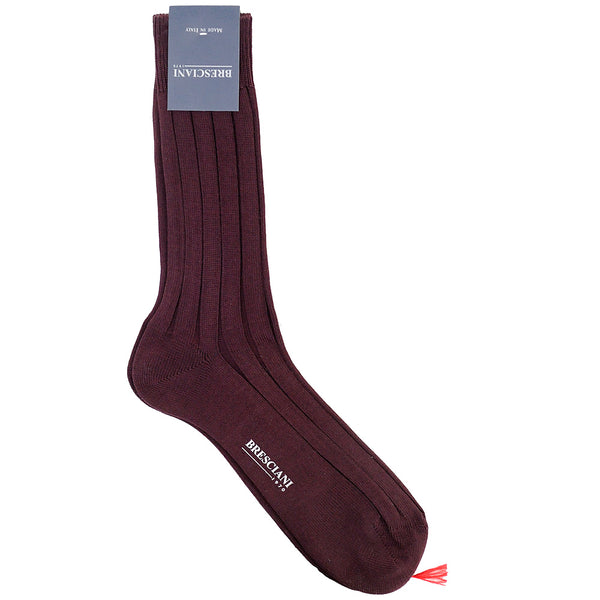 Bresciani Cotton Ribbed Short Socks - Burgundy