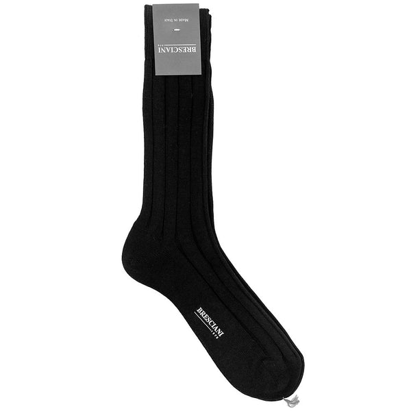 Bresciani Cotton Ribbed Short Socks - Black
