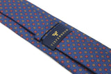 Seven-Fold Navy Silk Tie with Red and Gold Floral Design