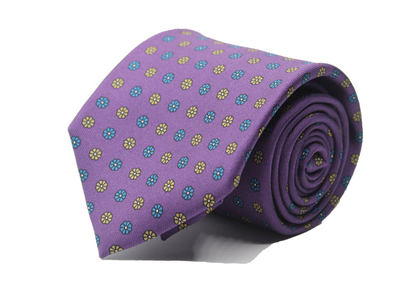 Seven-Fold Purple Floral Silk Tie