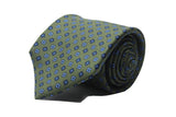 Seven-Fold Green and Blue Floral Silk Tie
