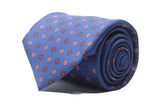 Seven-Fold Navy Tie with Pink and Burgundy Floral Design