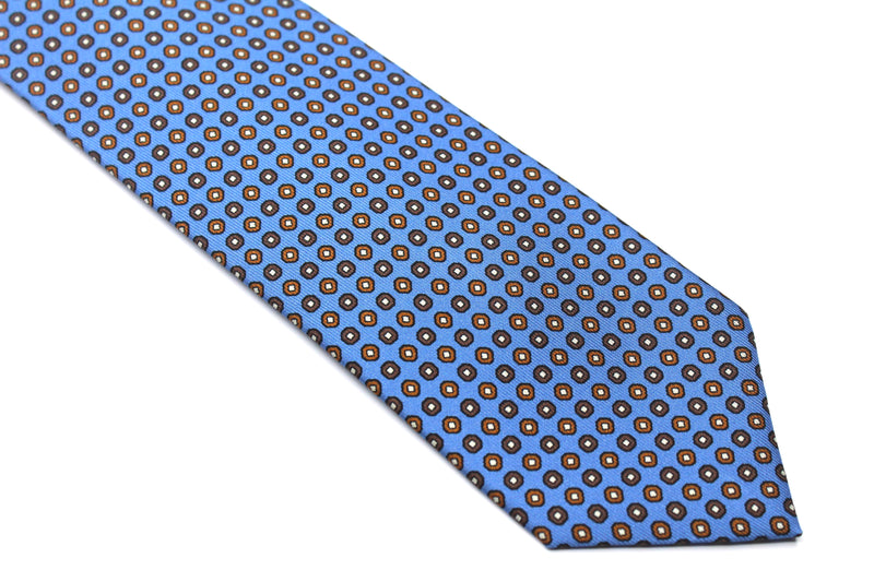Seven-Fold Baby Blue with Dotted Print Silk Tie